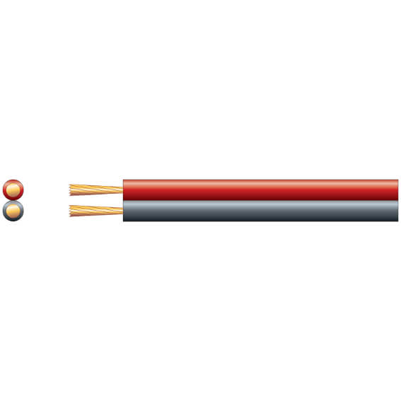 Filo Figure 8 Speaker Cable in red and black, 0.75mm thickness, 100 meters long.