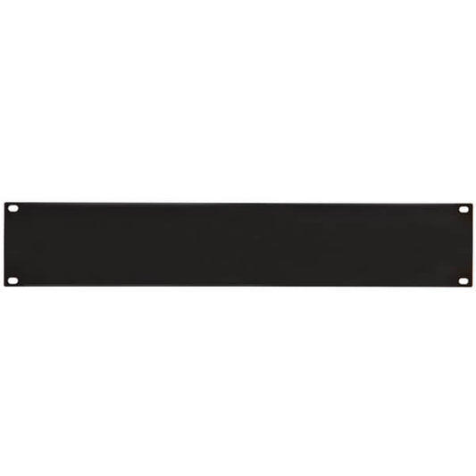 Adastra 19-Inch Rack Mount Blanking Panel in Black Steel, 2U size, designed for rack installations.
