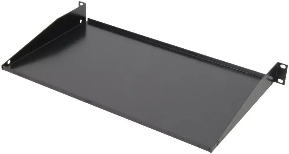 ADASTRA 19-Inch Support Module, a 1U Steel Rack Stand in a sleek black finish, designed for efficient equipment support.