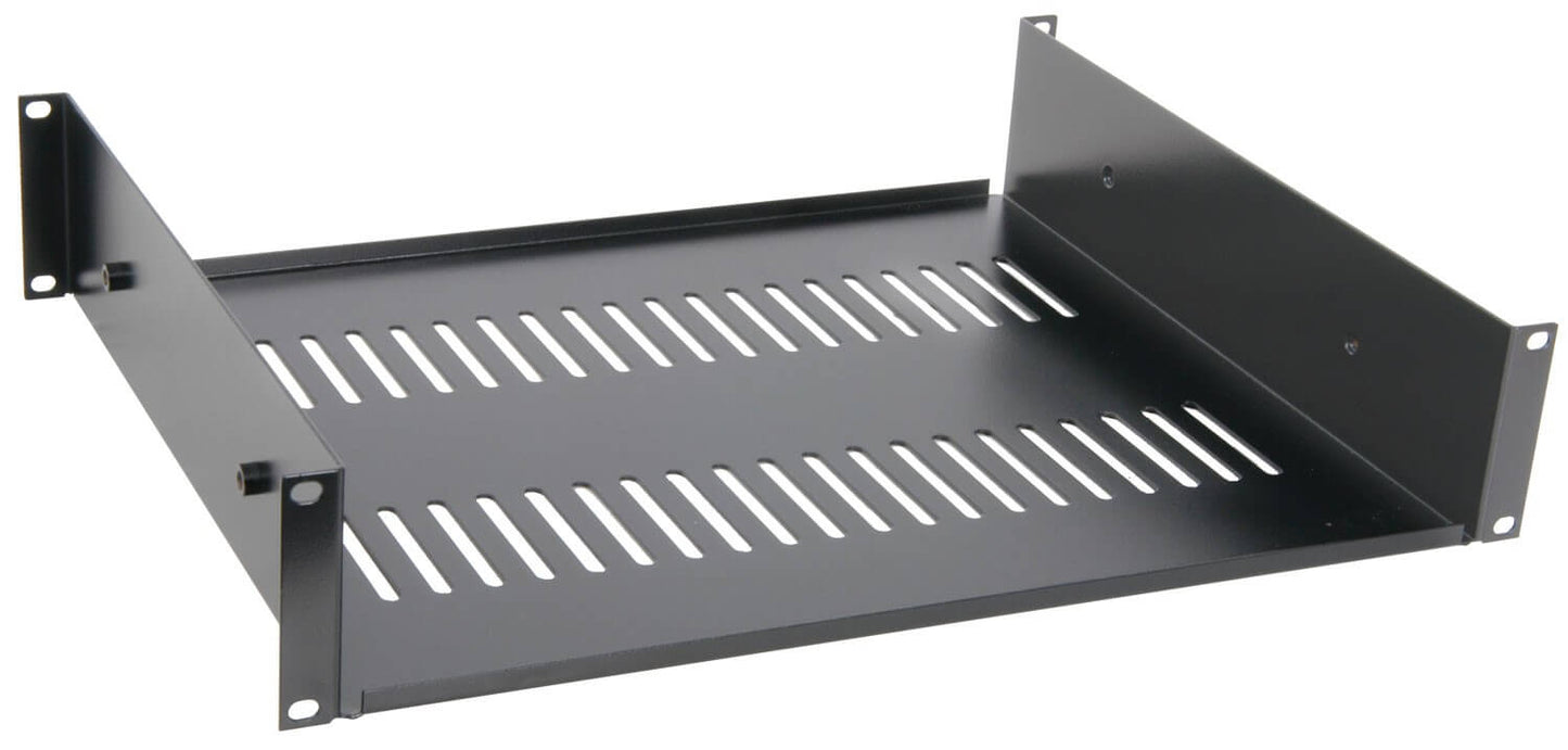 Adastra 19-Inch Support Shelf 2U in black finish designed for rack mounting.