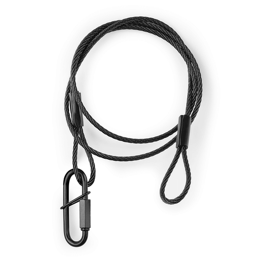 BEAMZ SAF75 75CM x 3MM Safety Cable in black, designed for a load capacity of 30KG.