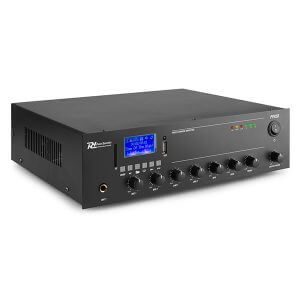 Power Dynamics PPA50 Compact Mixer-Amplifier with USB and Bluetooth, 100V, 50W, 12V, shown in a compact design.