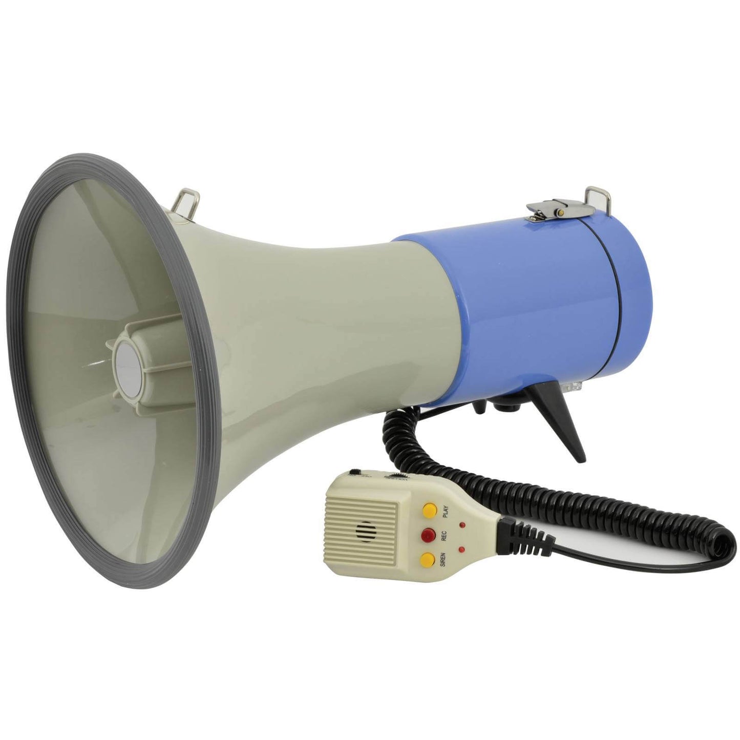 Adastra L80R Sling Megaphone with Looper, a 25W Portable PA System, showcasing its heavy-duty design and included clip-on microphone.