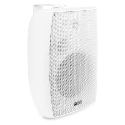 Power Dynamics BF80TW 100V Weatherproof Speaker, 8-inch, in white color, designed for outdoor use with IPX5 rating.