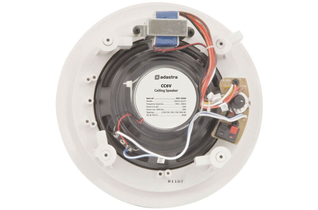 Adastra CC6V 2-way ceiling speaker in white finish with a 6.25 inch dual cone design.