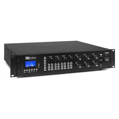 Power Dynamics PRM606 100V 6-Channel Mixer-Amplifier with USB, SD, and Bluetooth connectivity for 6 zones.