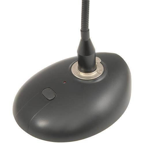 Adastra COM46 Conference Microphone with Base featuring a flexible stem and XLR connection, designed for cardioid pickup.