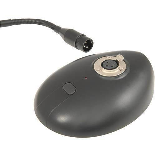 Adastra COM46 Conference Microphone with a flexible stem, featuring an XLR connection and cardioid pickup design.