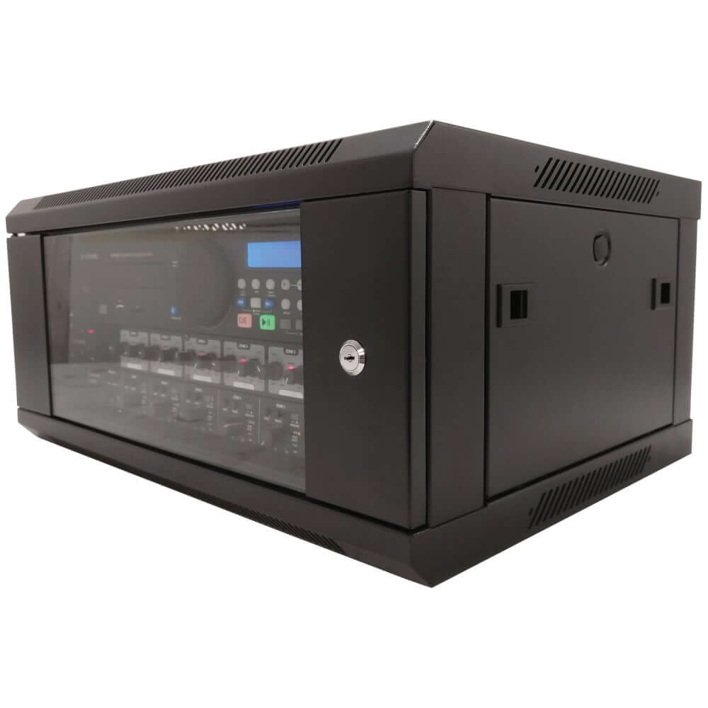 Adastra 4U 19-inch equipment rack cabinet featuring a tempered glass door, designed for 450mm depth.