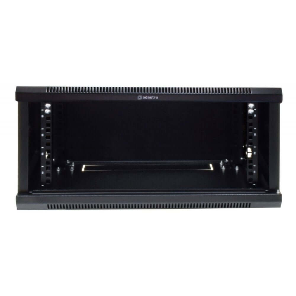 Adastra 4U 19-inch equipment rack cabinet featuring a tempered glass door, designed for storage and organization of audio and video equipment.