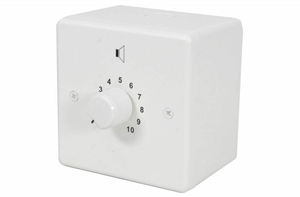 Image of the Adastra 100V Volume Control Relay fitted with a 12W Loudspeaker Attenuator.