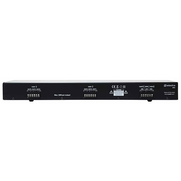 Adastra AT6 6-Way 100V Speaker Selector Switch with two zone volume control, suitable for audio distribution.