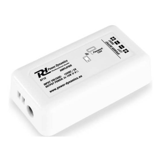 Power Dynamics BT10 In-Wall Amplifier 2x15W - Compact Bluetooth Audio Receiver