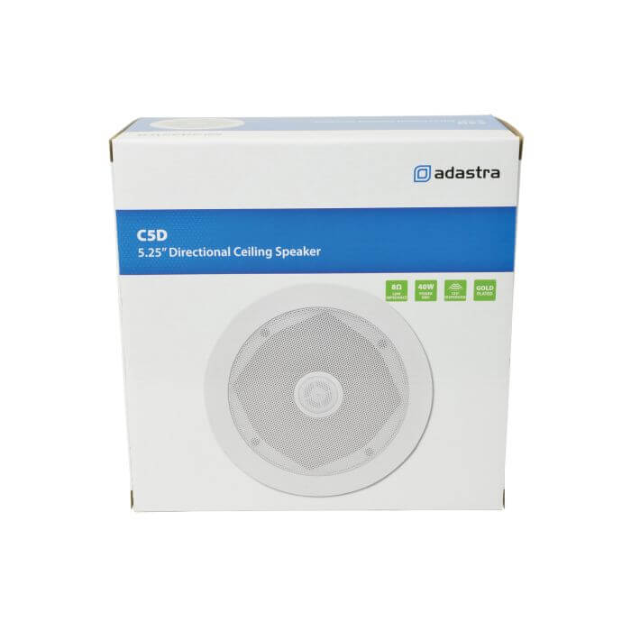 ADASTRA C5D 5.25-Inch Ceiling Speaker with Directional Tweeter, showcasing its sleek design and features.