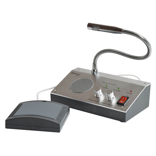 Adastra TGM4 Talk-Through Glass Intercom System designed for 2-way communication at ticket booths, bank counters, and receptions.