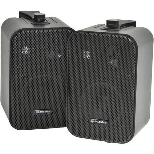 Adastra B30V 100V Line 4 Inch 30W Black Background Speakers displayed in a pair.