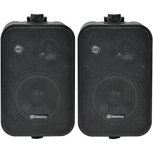 Adastra B30V 100V Line 4 Inch 30W Black Background Speakers displayed in a pair.