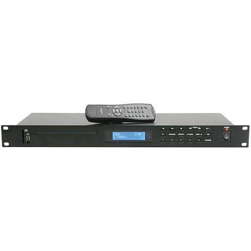 Adastra AD-400 CD/USB/SD/FM Multimedia Audio Player front view, showcasing its 1U rack mountable design.
