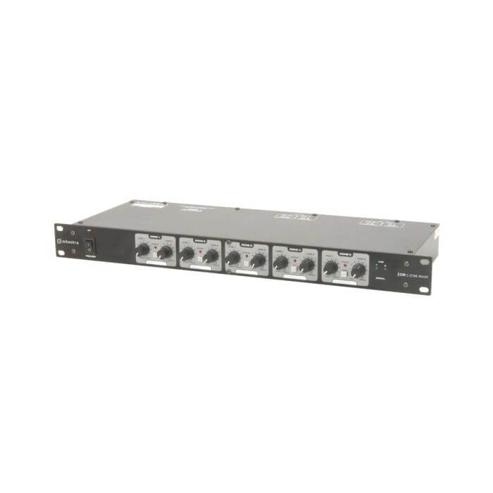 Adastra Z5M Zoning Mixer with 2 inputs and 5 zones, featuring balanced XLR connections.