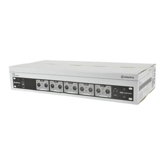 Adastra Z5M Zoning Mixer featuring 2 inputs and 5 zones with balanced XLR connections.