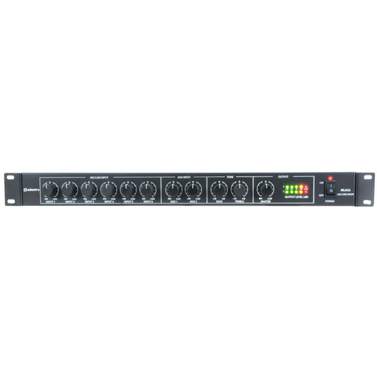 Adastra ML622 6 Mic 2 Aux Rack Mixer - Compact audio solution for professional sound mixing.
