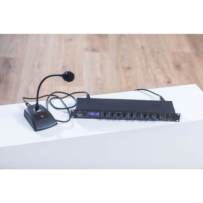 Adastra MM321 Rack Mixer featuring Bluetooth, USB, and FM Player, designed for 1U rackmount audio solutions.