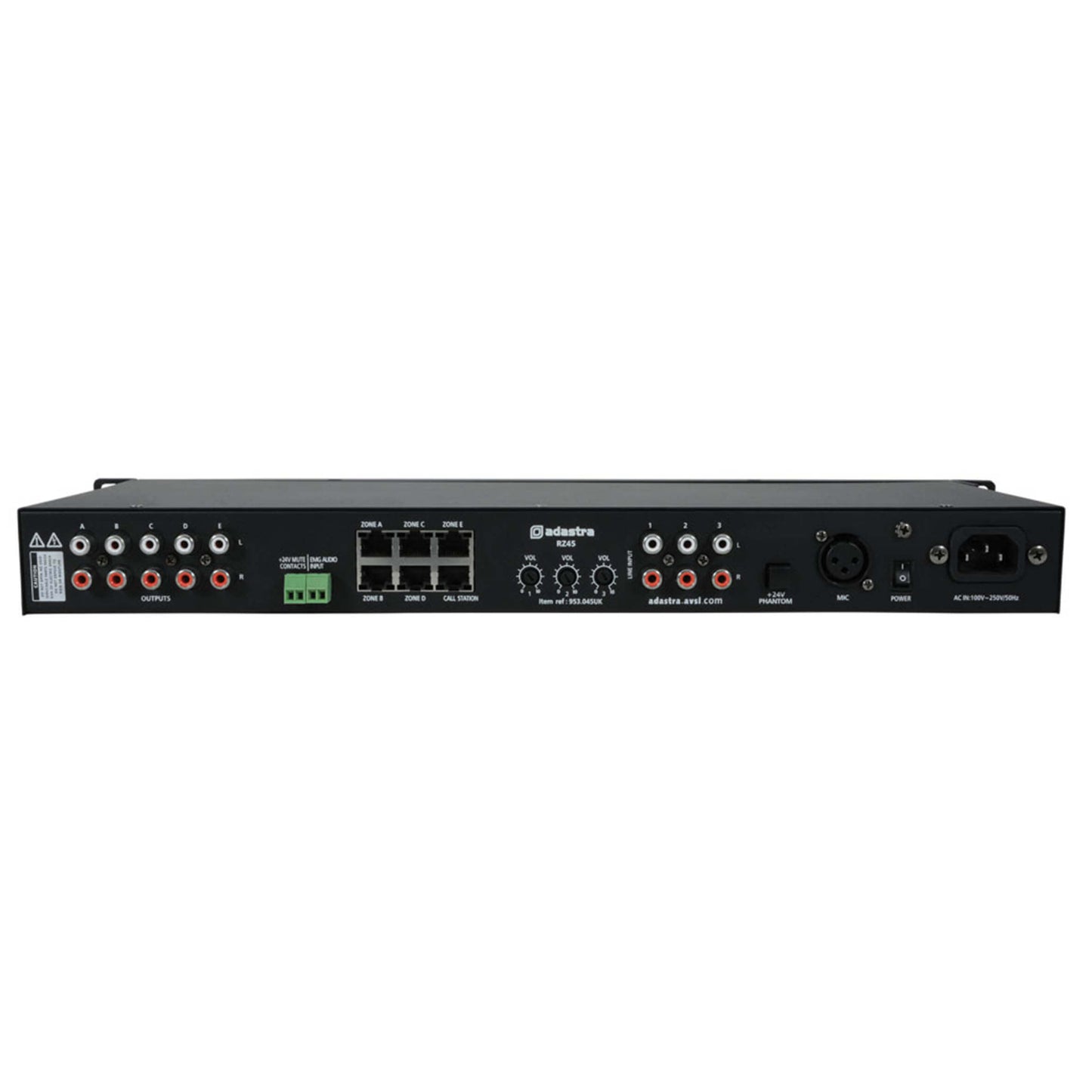 Adastra RZ45 Remote Zone Audio Matrix with Bluetooth, showcasing its 5-zone control and USB playback capabilities.