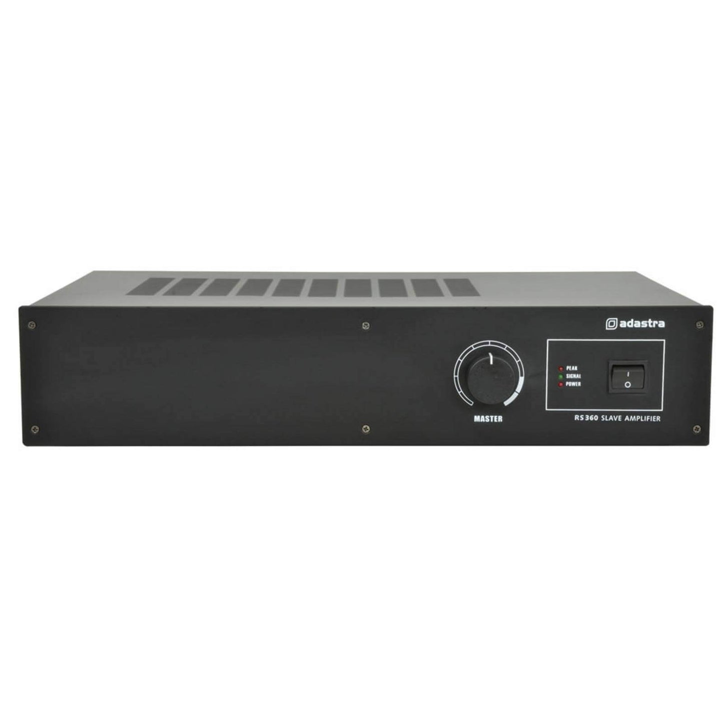 Adastra RS360 Slave Amplifier 100V 360W, a high power 2U rack mountable audio amplifier.