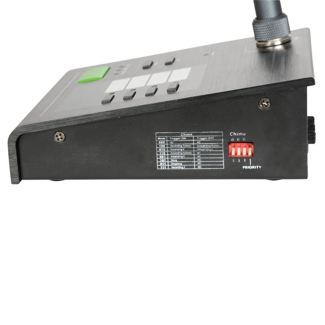 Adastra CS4 Paging Microphone with Call Station designed for RM244V Mixer Amplifier, showcasing the product's features.