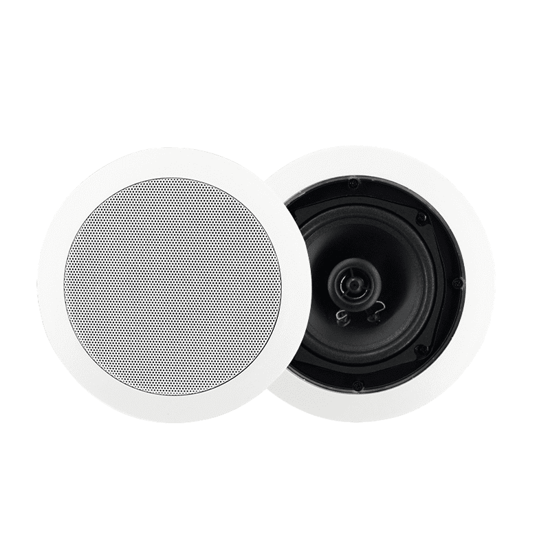 FILO CAVSC8CXB 8 inch ceiling speaker coax tweeter with metal grill in black color.