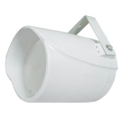 FILO CAVSP7WR 7-inch weather-resistant projection speaker in white with mounting bracket.