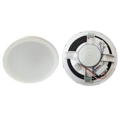 FILO CAVSC8B 8-inch ceiling speaker featuring a dual cone design and black metal grill.
