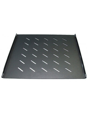 Acconet fixed shelf designed for 800mm deep floor racks, featuring a sleek black finish and suitable for various rack sizes.