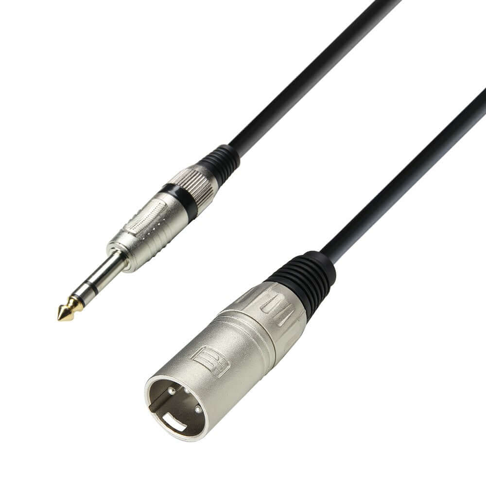 ADAM HALL CABLES K3 BMV 0100 Microphone Cable XLR Male to 6.3mm Jack Stereo, 1 meter long