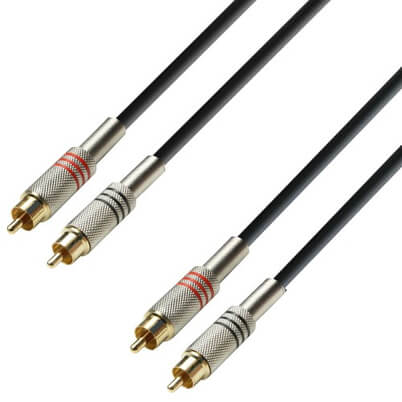 Adam Hall Cables K3 TCC 0300 audio cable featuring 2 x RCA male connectors on both ends, 3 meters in length.