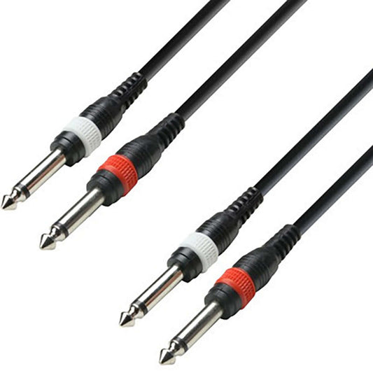ADAM HALL CABLES K3 TPP 0100 - 1m Audio Cable featuring Dual 6.3mm Mono Jacks