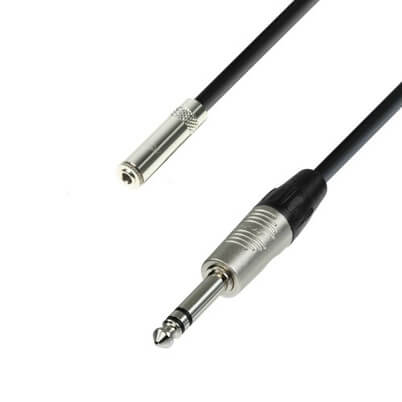 ADAM HALL CABLES K4 BYV 0300 Professional Headphone Extension Cable with 3.5mm to 6.3mm Jack, 3 meters long.