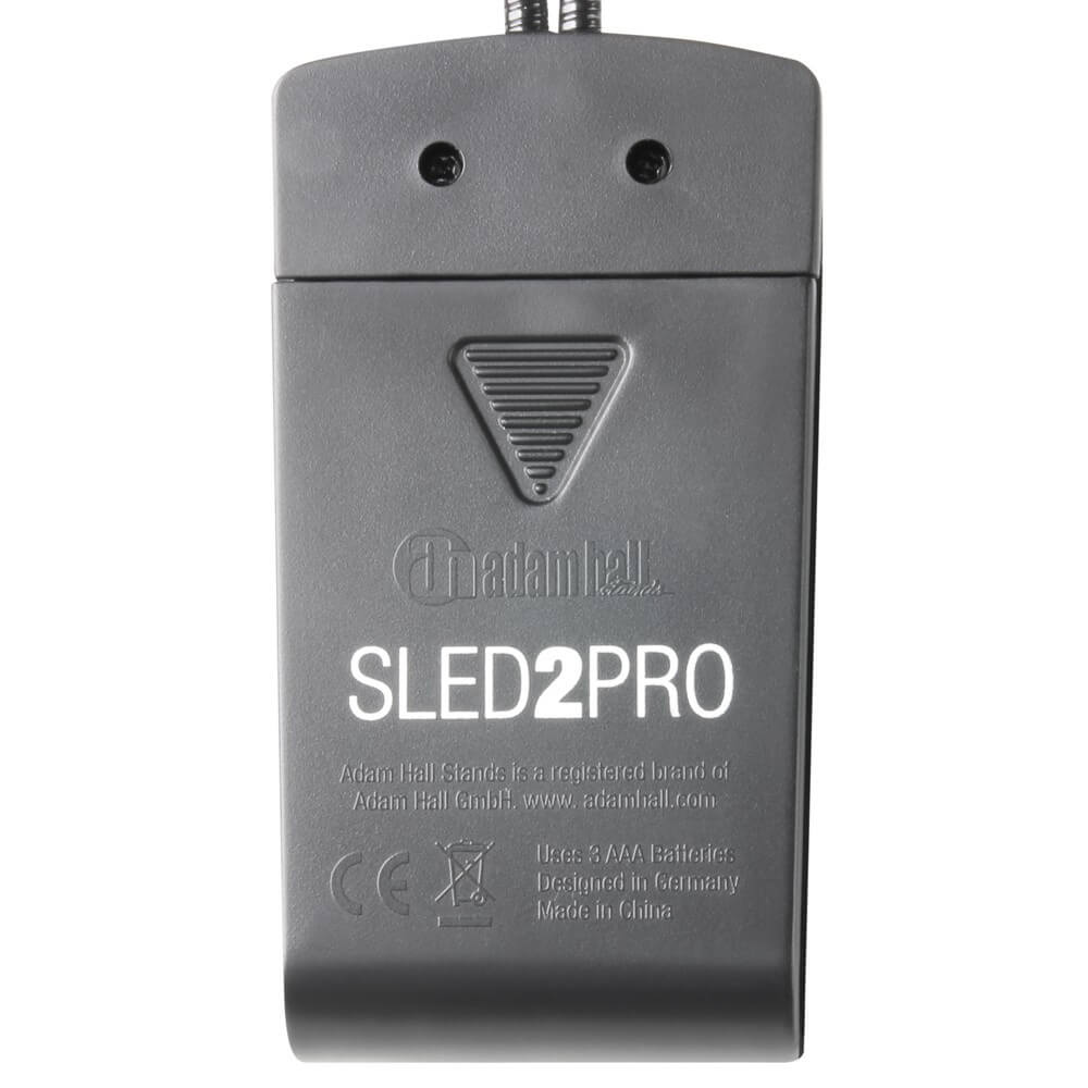 Adam Hall Stands SLED2PRO LED light designed for illuminating music stands, showcasing its sleek design and functionality.
