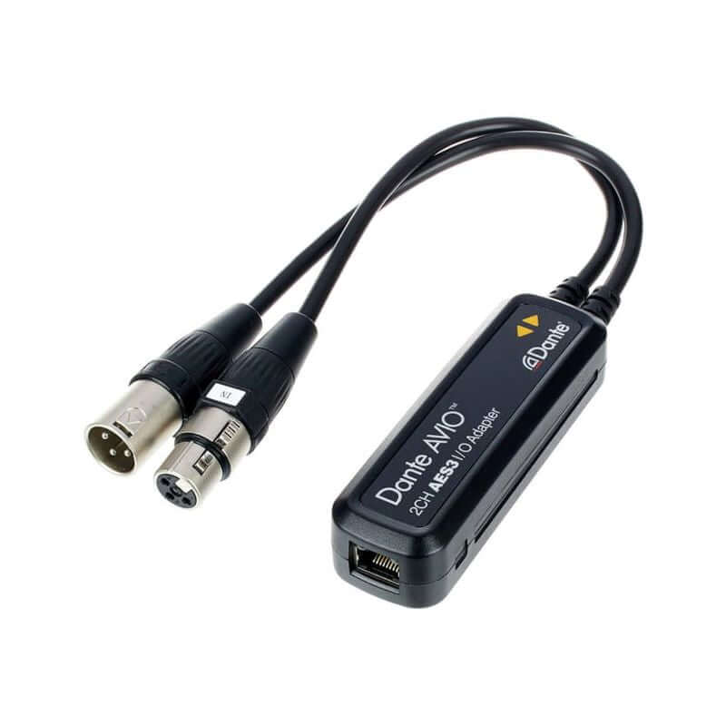 Audinate Dante AVIO AES3 IO Adapter 2x2 Channel for seamless audio networking.