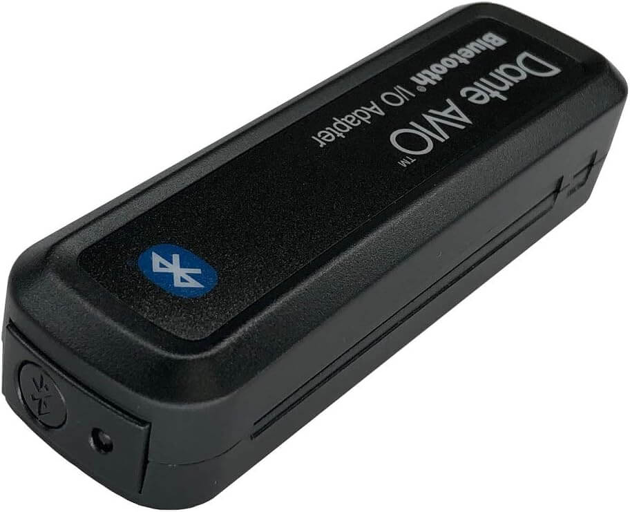 Audinate Dante AVIO Bluetooth IO Adapter 2x1, a compact device for audio connectivity.