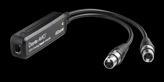 Audinate Dante AVIO Analog Input Adapter with 2 channels, designed for high-quality audio input.