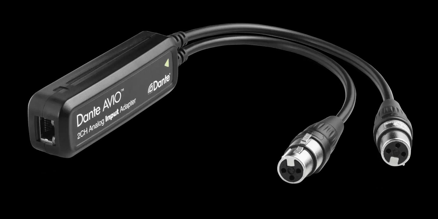 Image of the Audinate Dante AVIO Analog Input Adapter 2 Channel, showcasing its design and features.