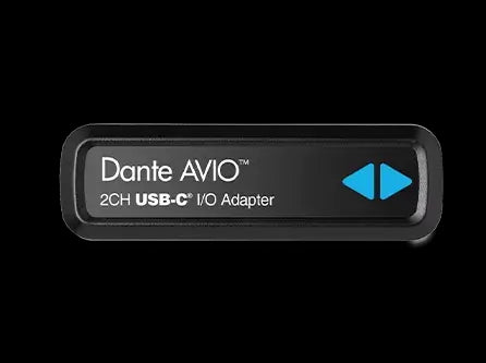 Image of the Audinate Dante AVIO USB IO Adapter 2X2 Channel, showcasing its design and features.