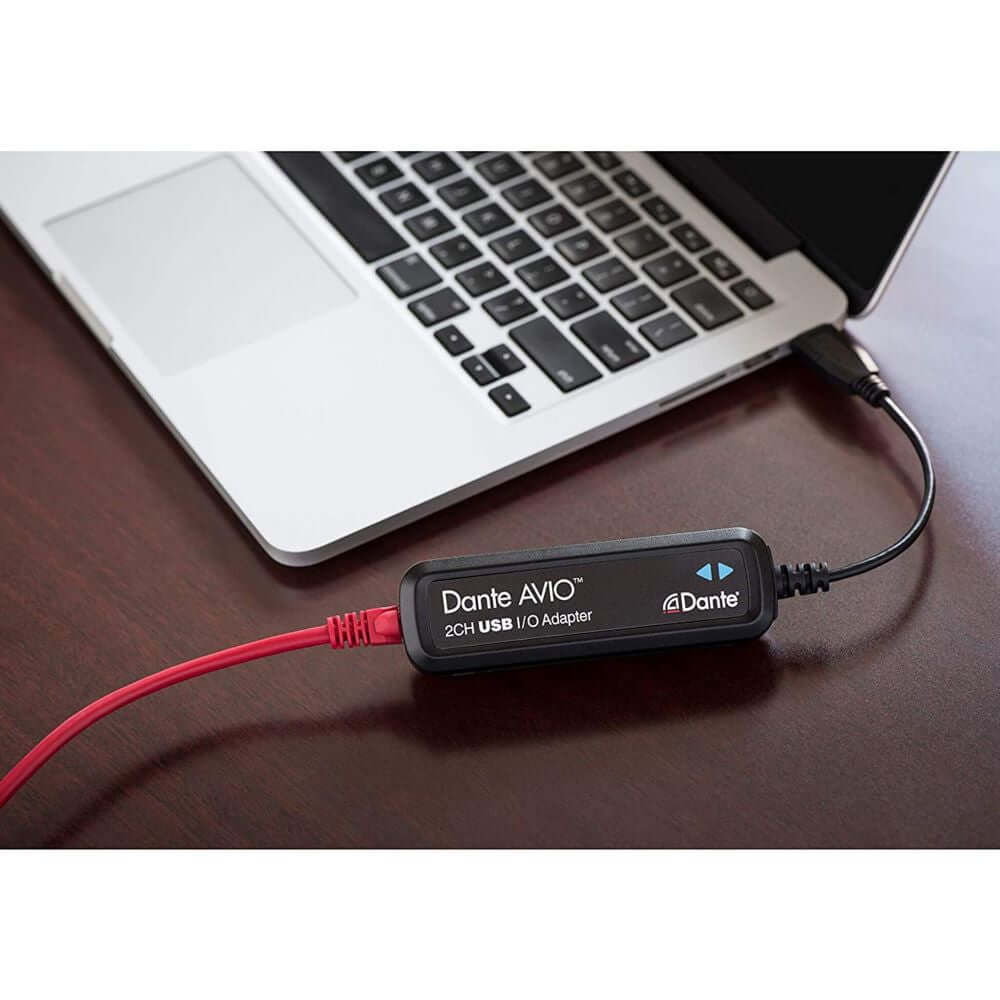 Audinate Dante AVIO USB IO Adapter 2X2 Channel, a device for audio networking.