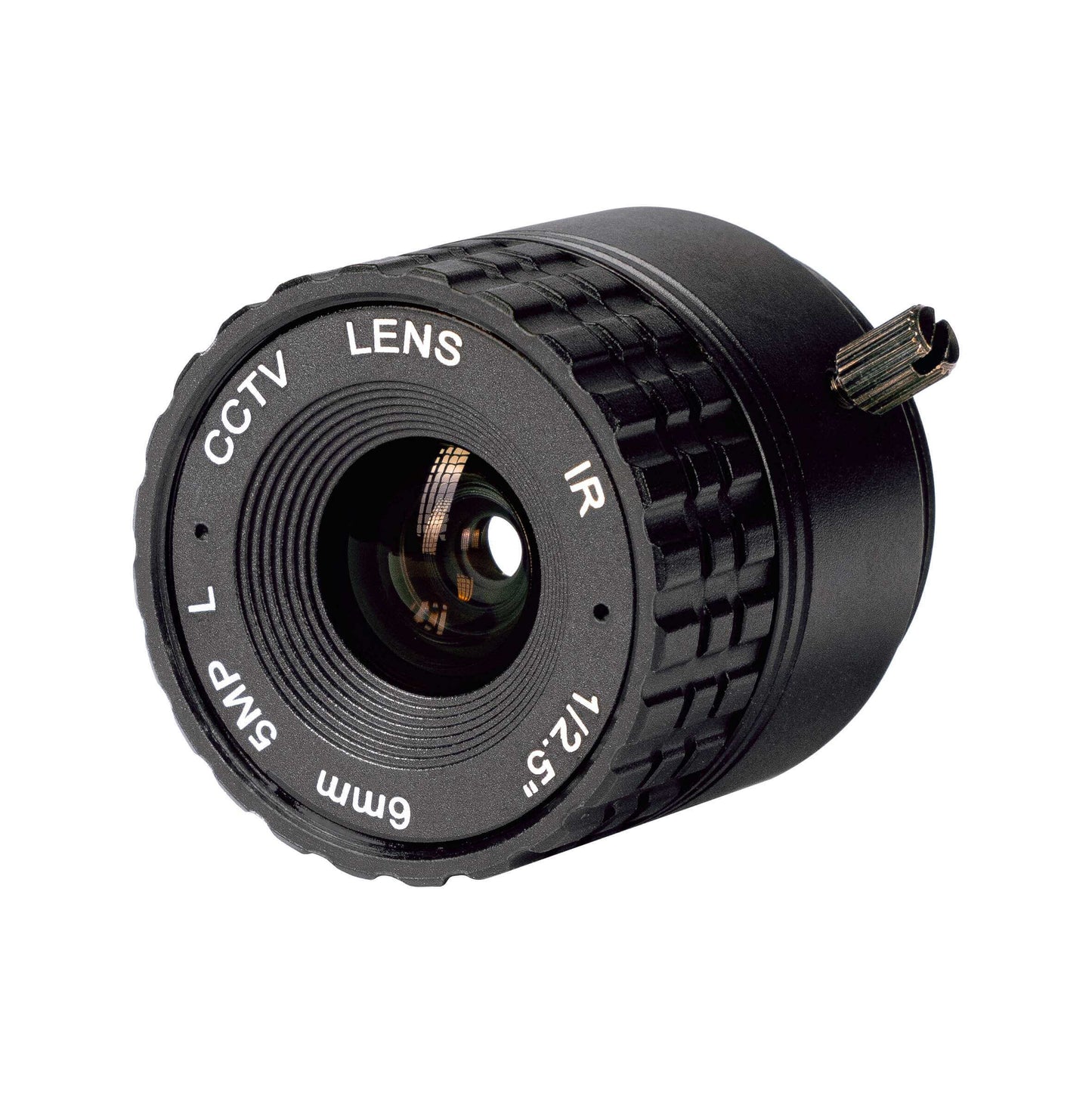 AIDA Imaging 6mm HD CS Mount Lens designed for 1.3 to 5MP cameras, showcasing its fixed focal design.