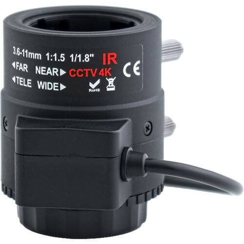 High definition surveillance lens with varifocal capabilities, showcasing the AIDA Imaging 4K lens designed for CS mount applications.