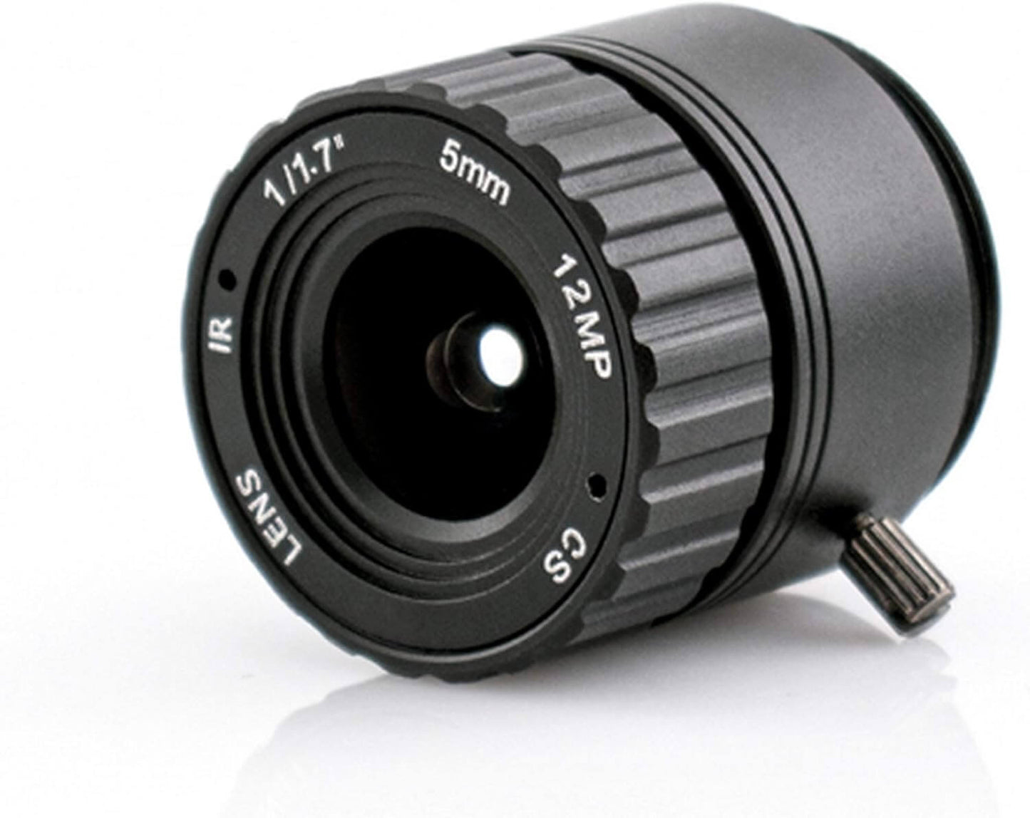 AIDA Imaging 4K manual focus lens with 5mm focal length and 66-degree horizontal field of view, designed for 12MP image sensors.