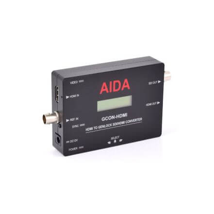 AIDA Imaging SDI to Genlock Converter with Active Loop Out, model GCON-SDI, displayed on a white background.