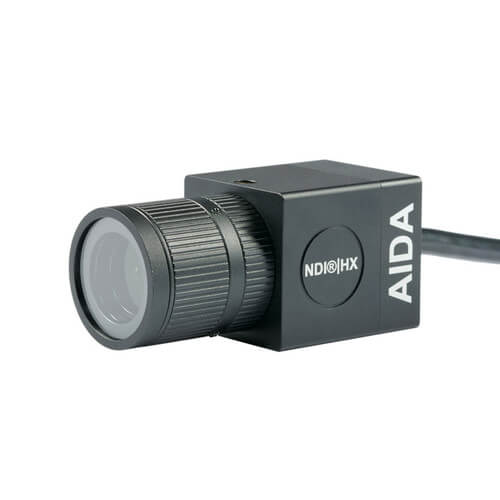 AIDA Imaging HD-100A-IP67 FHD HDMI POV Weatherproof Camera showcasing its design and features.
