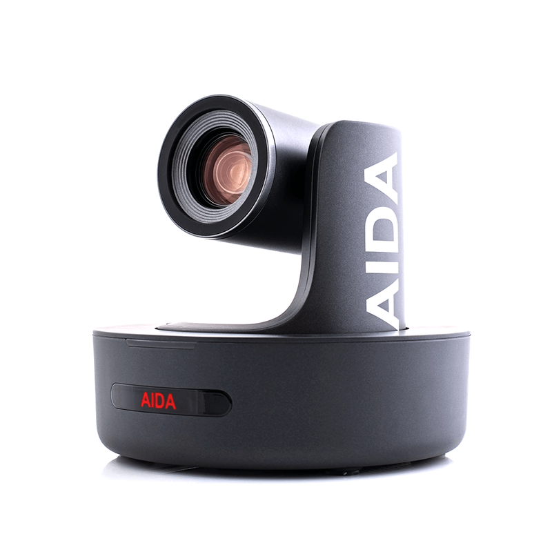 AIDA Imaging Broadcast/Conference FHD PTZ Camera with 20X Zoom featuring IP, SDI, HDMI, and USB3 connectivity.